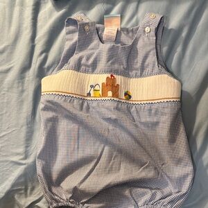 Charming Blue Gingham Kids Bodysuit with Embroidery